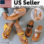 Low-Wedge Women Orthopedic Sandals Casual Flat Shoes Flip Flops Ladies Anti-Slip - Image 3