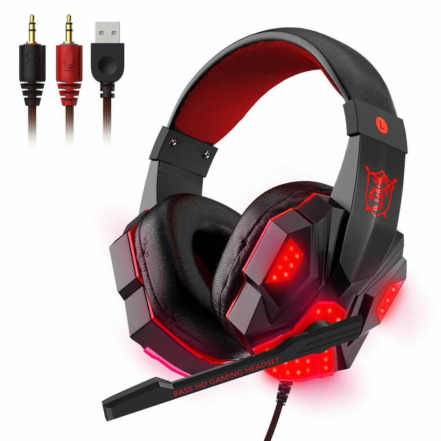 d010277e276.jpg 3.5mm Gaming Headset Mic LED Headphones Stereo Bass Surround For PC PS4 Xbox One - Image 1
