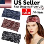 3PCS Boho Headbands Leopard Hair Bands Knotted Turban Wraps Stripe Cloth Elegant - Image 17
