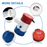 1100GPH 12V Electric Marine Submersible Bilge Sump Water Pump For Boat 3/4" Hose - Image 6