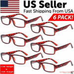 Reading Glasses Mens Womens Readers 6 PACK Square Frame Unisex Style Specs NEW! - Image 6