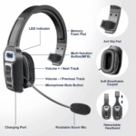 Trucker Bluetooth 5.2 Wireless Headset With Noise Cancelling Mic For Phones PC - Image 3