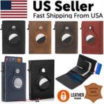 For Airtag Wallet Case Genuine Leather Credit Card Holder Magnetic Air Tag Cover - Image 7