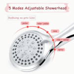 High Pressure Shower Head 5 Settings Handheld Shower Heads Spray With 5 FT Hose - Image 4