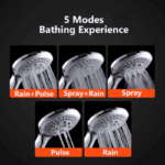 High Pressure Shower Head 5 Settings Handheld Shower Heads Spray With 5 FT Hose - Image 5