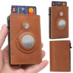 For Airtag Wallet Case Genuine Leather Credit Card Holder Magnetic Air Tag Cover - Image 4
