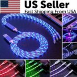 3 in 1 LED Fast Charging Cable Adapter For iPhone Micro USB Type C Charger Cord - Image 5