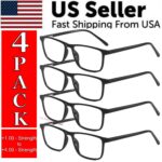 Reading Glasses Mens Womens Unisex Readers Eyeglasses 4 Pack Glasses New Square - Image 19