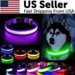 LED Adjustable Dog Collar Blinking Flashing Light Up Glow Pets Safety Waterproof - Image 9