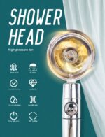 High Pressure Shower Head Adjustable 360�� Rotation Turbine Water Saving Shower - Image 14