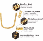 Stainless Steel Gold Silver Chain Cuban Curb Womens Mens Necklace 3/5/7/9/11mm - Image 46