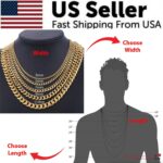 Stainless Steel Gold Silver Chain Cuban Curb Womens Mens Necklace 3/5/7/9/11mm - Image 60