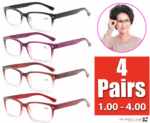 Reading Glasses Mens Womens Unisex Readers 4 PACK Square Frame New Style Quality - Image 27