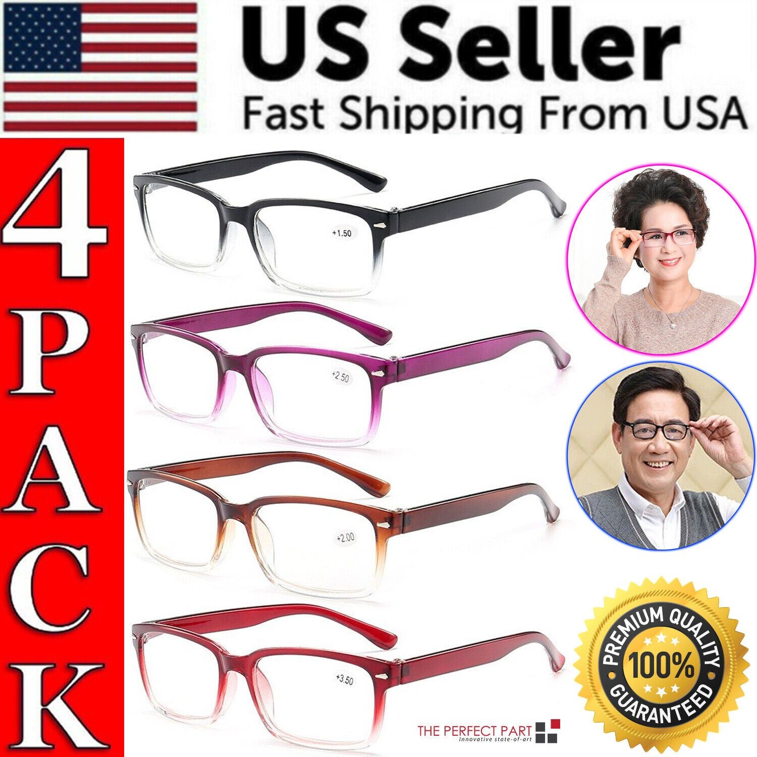 d010277erup.jpg Reading Glasses Mens Womens Unisex Readers 4 PACK Square Frame New Style Quality - Image 1