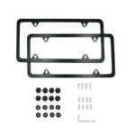 2x High Quality Stainless Steel Metal License Plate Frame Tag Cover Black New US - Image 12