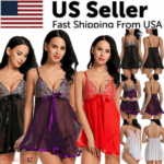 Women's Sexy Lingerie Babydoll Sleepwear Underwear Lace Dress G-String Nightwear - Image 10