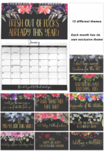 2025 Calendar For Tired-Ass Women Swear Word 12 Month Weekly Daily Wall Planner - Image 4