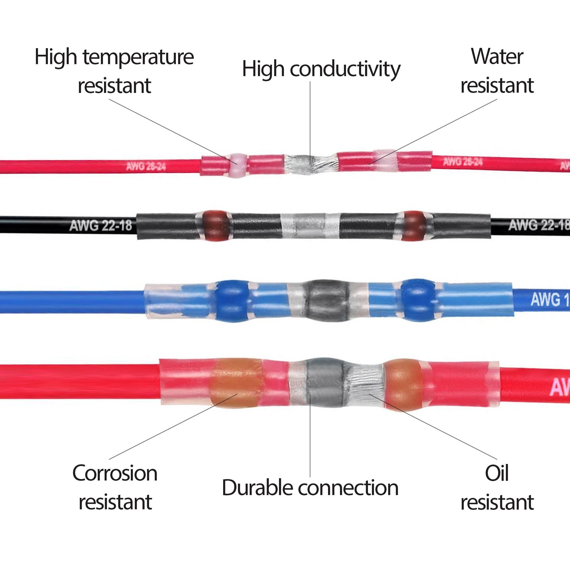 d010277h42p.jpg Wire Solder Connector 100PCS Sleeve Heat Shrink Butt Waterproof AWG 10-26 Splice - Image 1