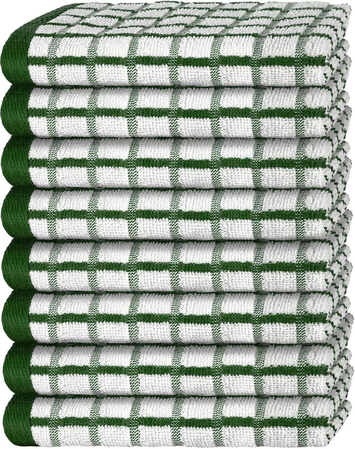 d010277hkzp.jpg Premium Dish Towels for Kitchen with Hanging Loop 8 Pack Heavy Duty Absorbent 100% Cotton 410 GSM Terry Kitchen Towels 16x26 inch Green - Image 1