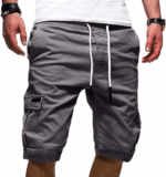 Men Casual Chino Cargo Shorts Elastic Waist Drawstring 6 Pockets Summer Trousers - Image 13