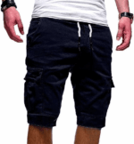Men Casual Chino Cargo Shorts Elastic Waist Drawstring 6 Pockets Summer Trousers - Image 53