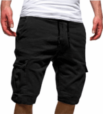 Men Casual Chino Cargo Shorts Elastic Waist Drawstring 6 Pockets Summer Trousers - Image 50