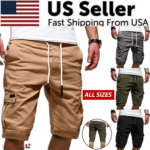 Men Casual Chino Cargo Shorts Elastic Waist Drawstring 6 Pockets Summer Trousers - Image 30