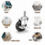 4x 3 Inch Rubber Casters Heavy Duty Safety Brake Wheels For Wire Shelving Rack - Image 18