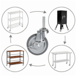4x 3 Inch Rubber Casters Heavy Duty Safety Brake Wheels For Wire Shelving Rack - Image 9