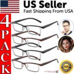 4 Pack Reading Glasses Readers Men Women Square Frame Spring Hinge Unisex Pairs - Image 22