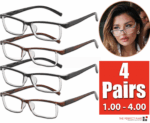 4 Pack Reading Glasses Readers Men Women Square Frame Spring Hinge Unisex Pairs - Image 8