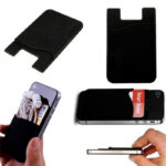 5x Silicone Credit Card Holder Cell Phone Wallet Pocket Sticker Adhesive Black - Image 5