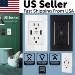 Dual USB Wall Outlet Port 15A Power Socket Charger AC Receptacle Plate Panel 110 - Image 2