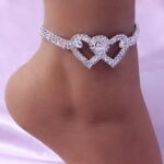 Double Heart Anklet Bracelet Love Barefoot Chain Bling Crystal Ankle Bracelet US - Image 5