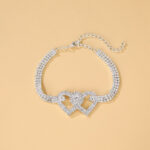 Double Heart Anklet Bracelet Love Barefoot Chain Bling Crystal Ankle Bracelet US - Image 8