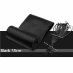 Genuine Leather DIY Car Steering Wheel Cover Anti-slip For 15"/38 cm Black US - Image 10