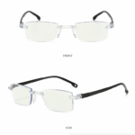 4 PK Mens Rectangular Rimless Blue Light Blocking Reading Glasses Unisex Readers - Image 22