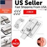 2Pcs Stainless Steel Latch Sliding Silver Doors Lock Keyless Door Bolt For Doors - Image 15
