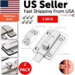 2Pcs Stainless Steel Latch Sliding Silver Doors Lock Keyless Door Bolt For Doors
