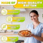 Rattan Tray 8.7 Inch Round Woven Serving Basket with Handles Decorative Tray for Coffee Table Bread Fruit Vegetables Restaurant Home Use - Image 4