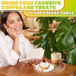 Rattan Tray 8.7 Inch Round Woven Serving Basket with Handles Decorative Tray for Coffee Table Bread Fruit Vegetables Restaurant Home Use - Image 5