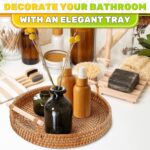 Rattan Tray 8.7 Inch Round Woven Serving Basket with Handles Decorative Tray for Coffee Table Bread Fruit Vegetables Restaurant Home Use - Image 6