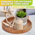 Rattan Tray 8.7 Inch Round Woven Serving Basket with Handles Decorative Tray for Coffee Table Bread Fruit Vegetables Restaurant Home Use - Image 8