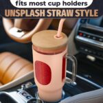46 Oz Glass Tumbler with Straw and Lid Peach Glass Water Bottle with Natural Bamboo Lid 2 Slim and Boba Straws Silicone Sleeve Dishwasher Safe Car Holder Friendly Ergonomic Grip Easy Visibility - Image 7
