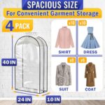 4 Pcs Clear Garment Bags for Hanging Clothes Dust Proof Suit Bags for Closet Storage 40 x24 x10 inch with Zipper Sides Designed for Travel & Organization Protects Clothes & Keeps Them Ready to Wear - Image 2
