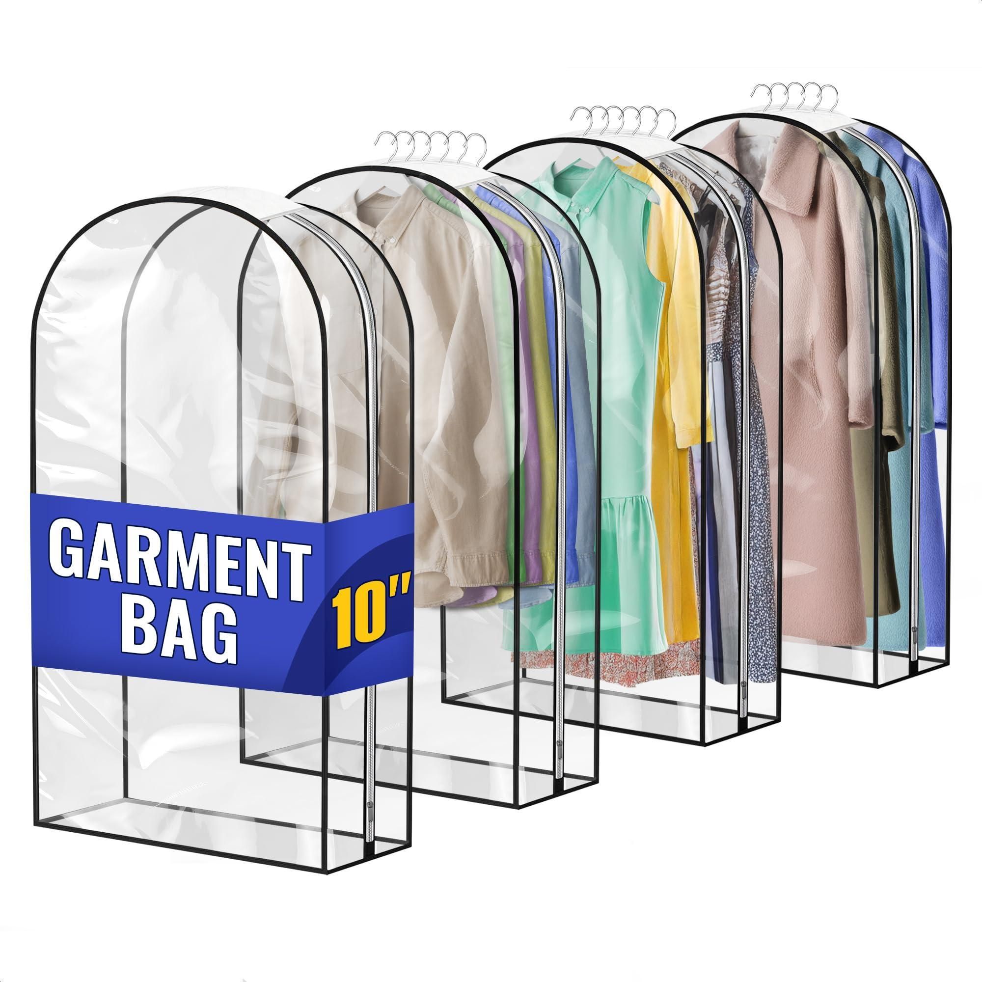 d010277uncj.jpg 4 Pcs Clear Garment Bags for Hanging Clothes Dust Proof Suit Bags for Closet Storage 40 x24 x10 inch with Zipper Sides Designed for Travel & Organization Protects Clothes & Keeps Them Ready to Wear - Image 1