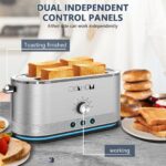 4-Slice Toaster, 7 Browning Settings, Defrost/Reheat Functions, Removable Crumb Tray, Full body Stainless Steel Housing, Anti-Fingerprint, Anti-Jam, 1350W, Silver - Image 9