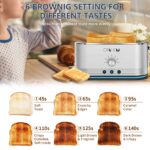 4-Slice Toaster, 7 Browning Settings, Defrost/Reheat Functions, Removable Crumb Tray, Full body Stainless Steel Housing, Anti-Fingerprint, Anti-Jam, 1350W, Silver - Image 10