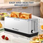 4-Slice Toaster, Extra Wide Long Slot Toaster, 6 Browning Settings, Bagel/Defrost/Reheat Functions, Removable Crumb Tray, Stainless Steel Housing, Silver - Image 6