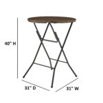 31" Round High-Top Folding Table, Walnut - Image 3